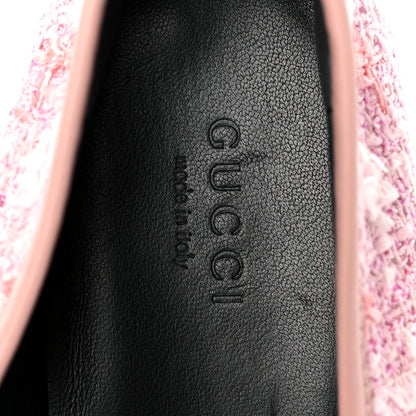 Gucci Wool Tweed Horsebit Womens Jordaan Loafers 38.5 Pink White Perfect Pink 7 of 8