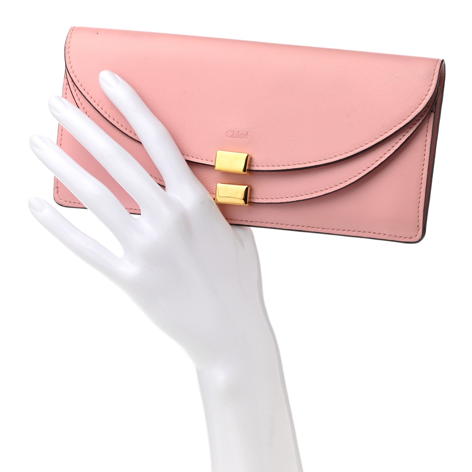 Chloe Calfskin Georgia Flap Wallet Washed Pink 2 of 9