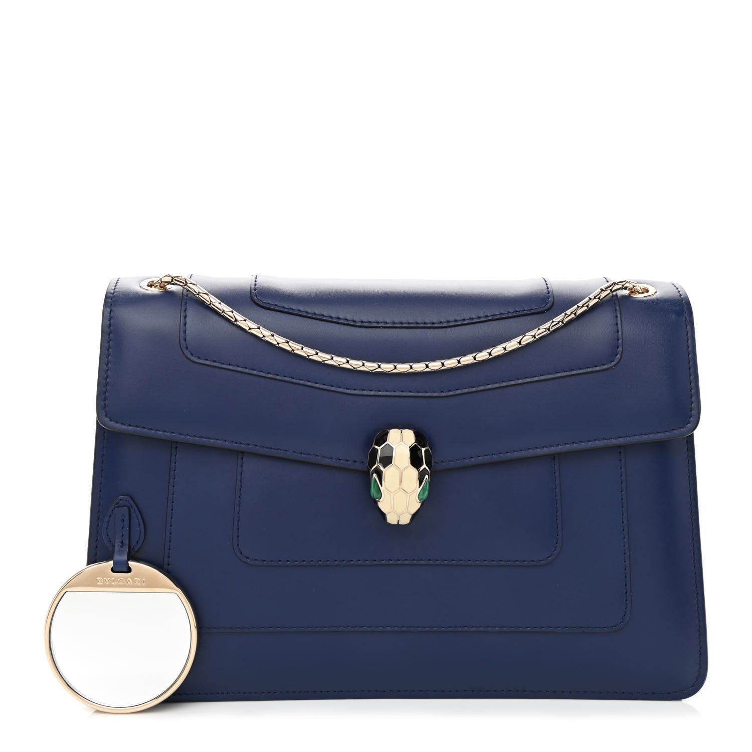 Bulgari Calfskin Serpenti Forever Shoulder Bag Blue 1 of 9
