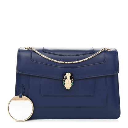 Bulgari Calfskin Serpenti Forever Shoulder Bag Blue 1 of 9