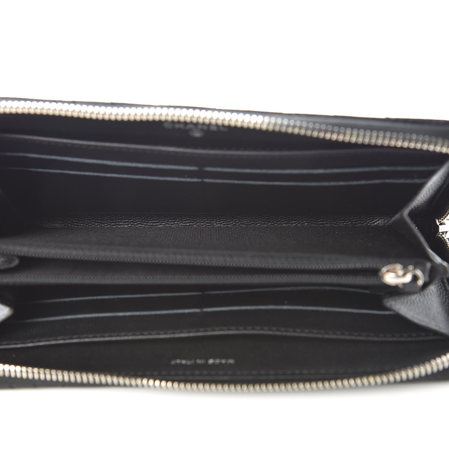 Chanel Caviar Camellia Embossed Large Gusset Zip Around Wallet Black 5 of 8