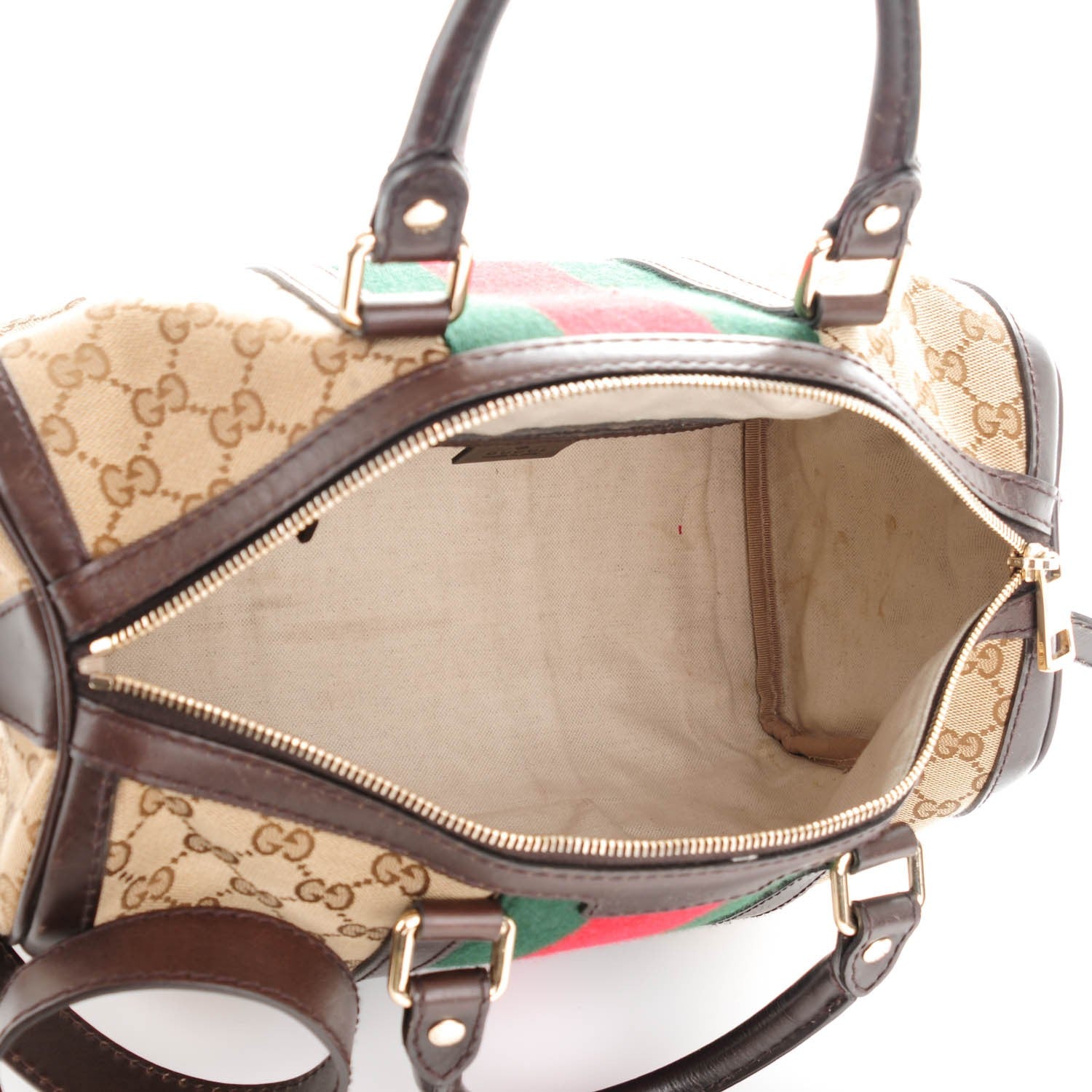 Gucci Monogram Vintage Web Medium Boston Dark Brown 10 of 18
