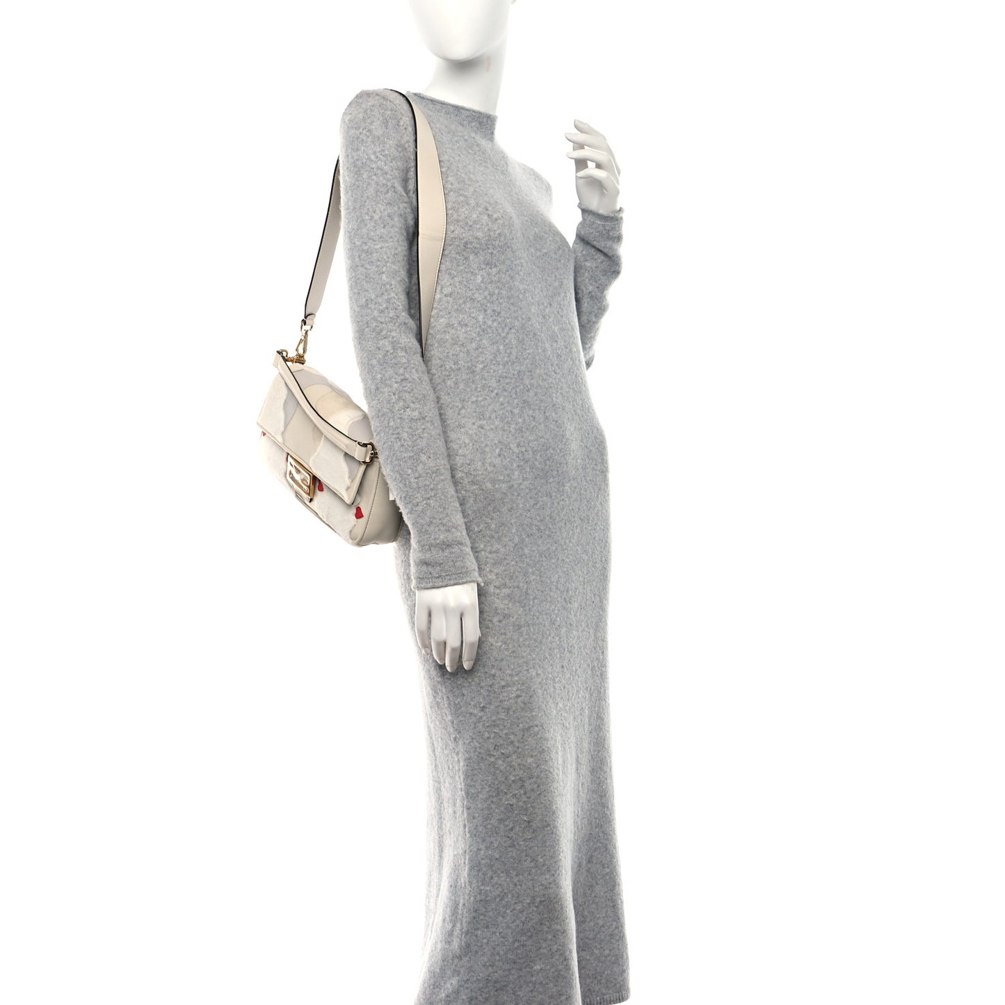 Mink Fur Nappa Faces Baguette Multicolor Bianco Carta