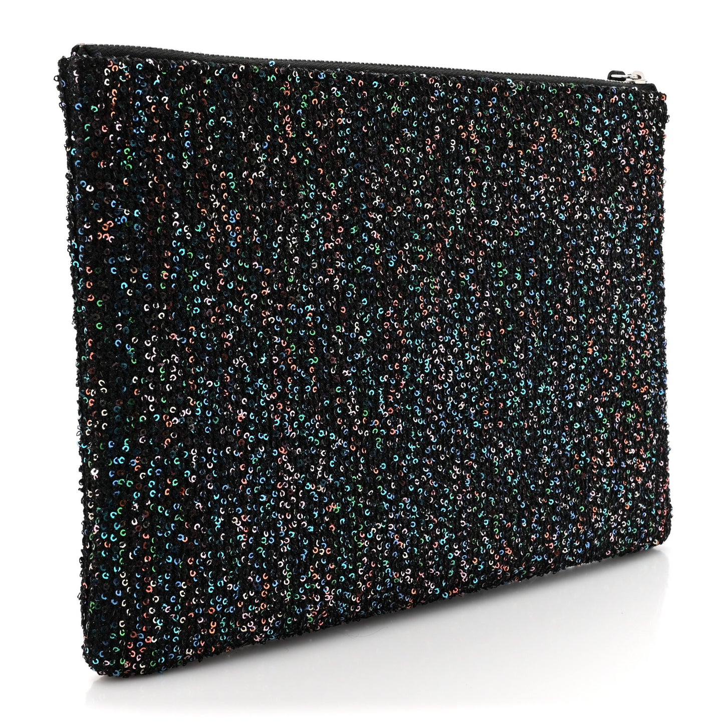 Canvas Sequin Medium Deauville Cosmetic Pouch Black