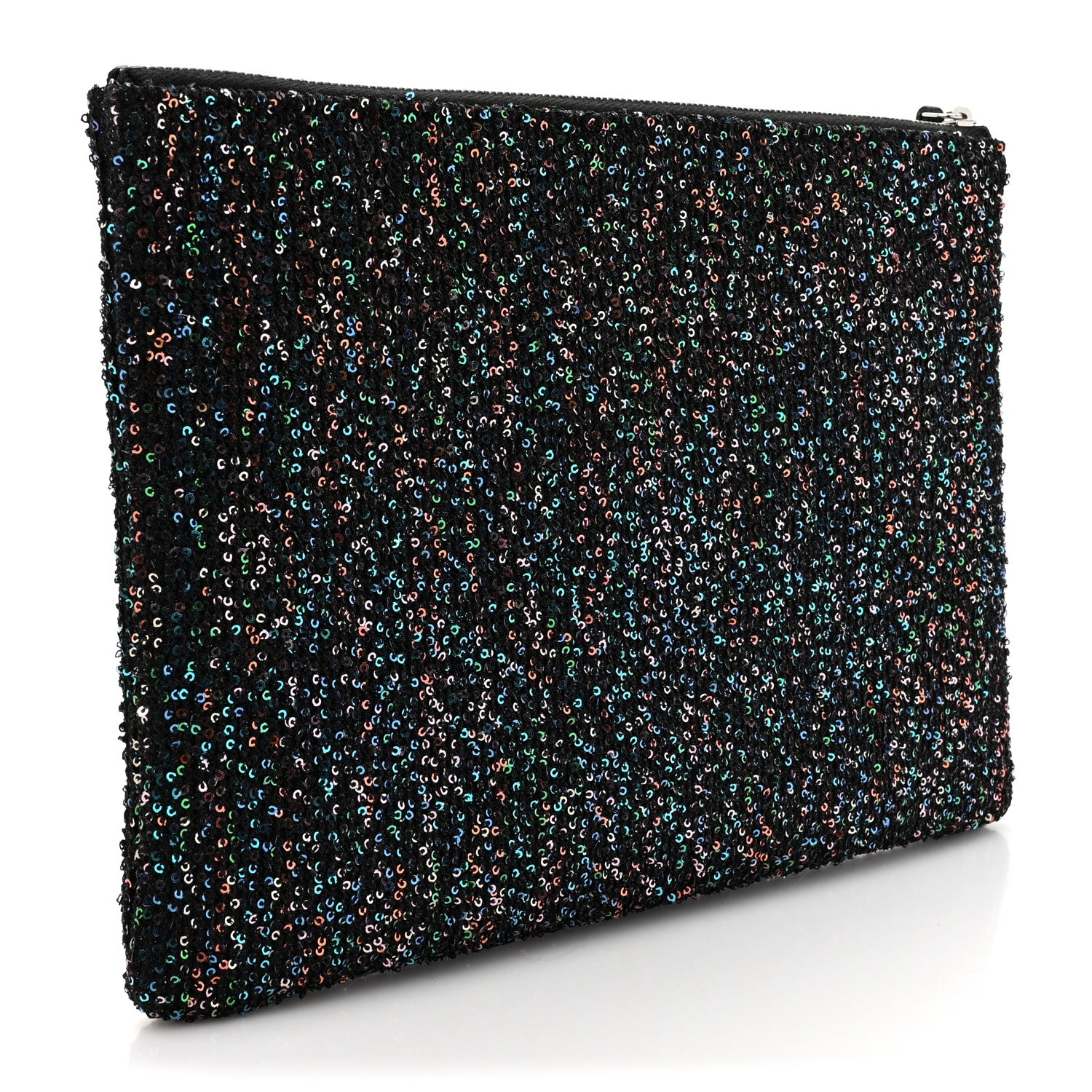 Chanel Canvas Sequin Medium Deauville Cosmetic Pouch Black 3 of 8