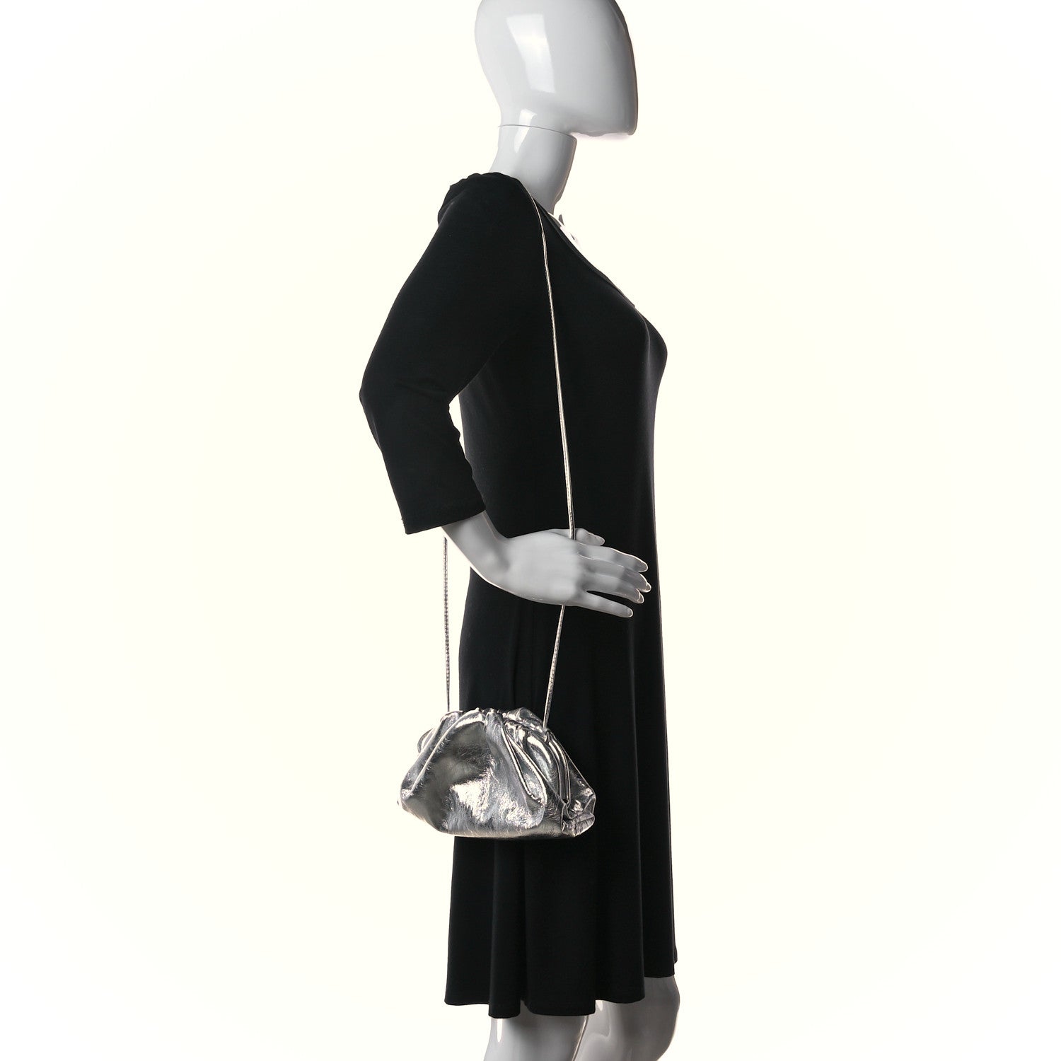 Bottega Veneta Metallic Calfskin The Mini Pouch Silver 987704