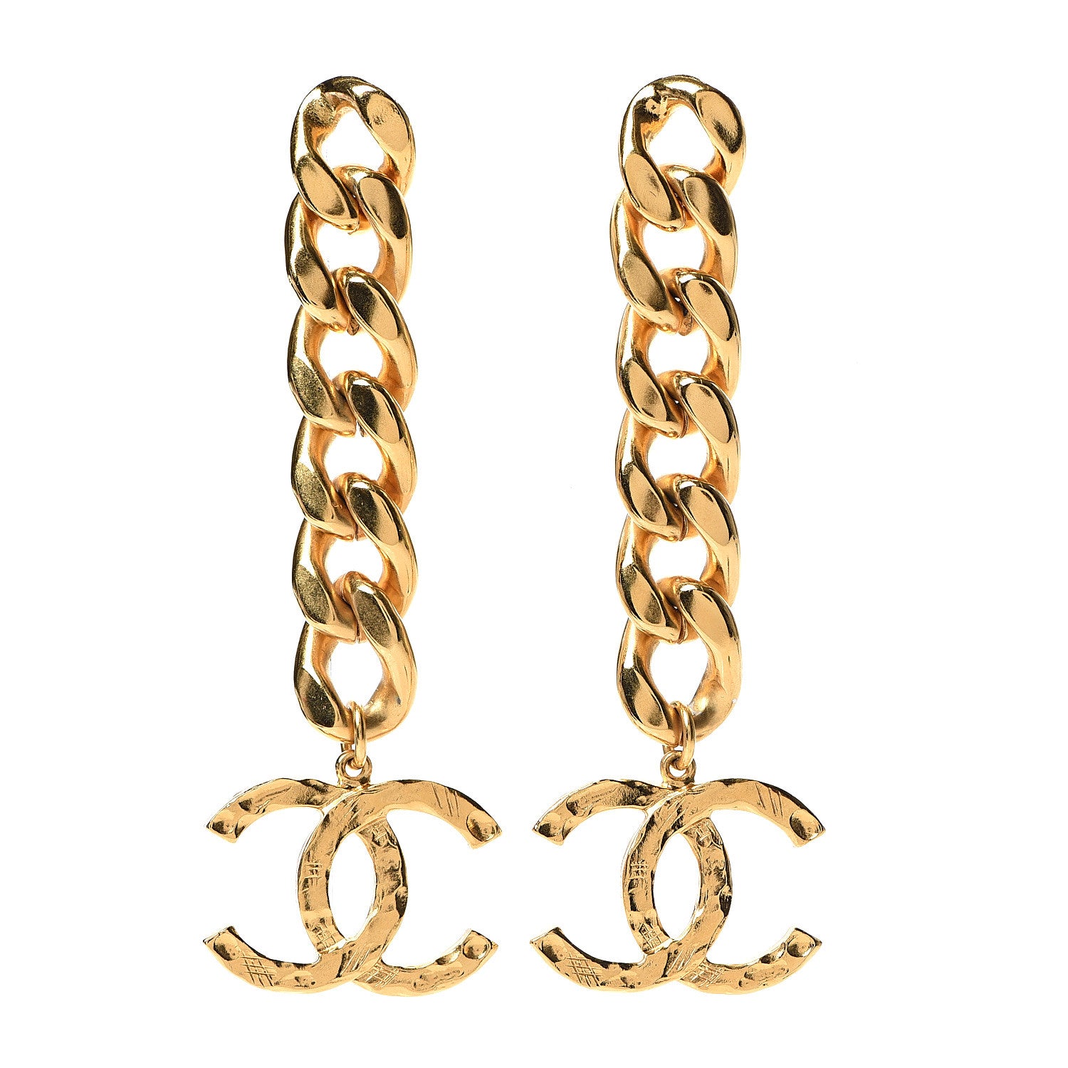 Chanel Metal CC Pick Drop Earrings Gold 1 of 5