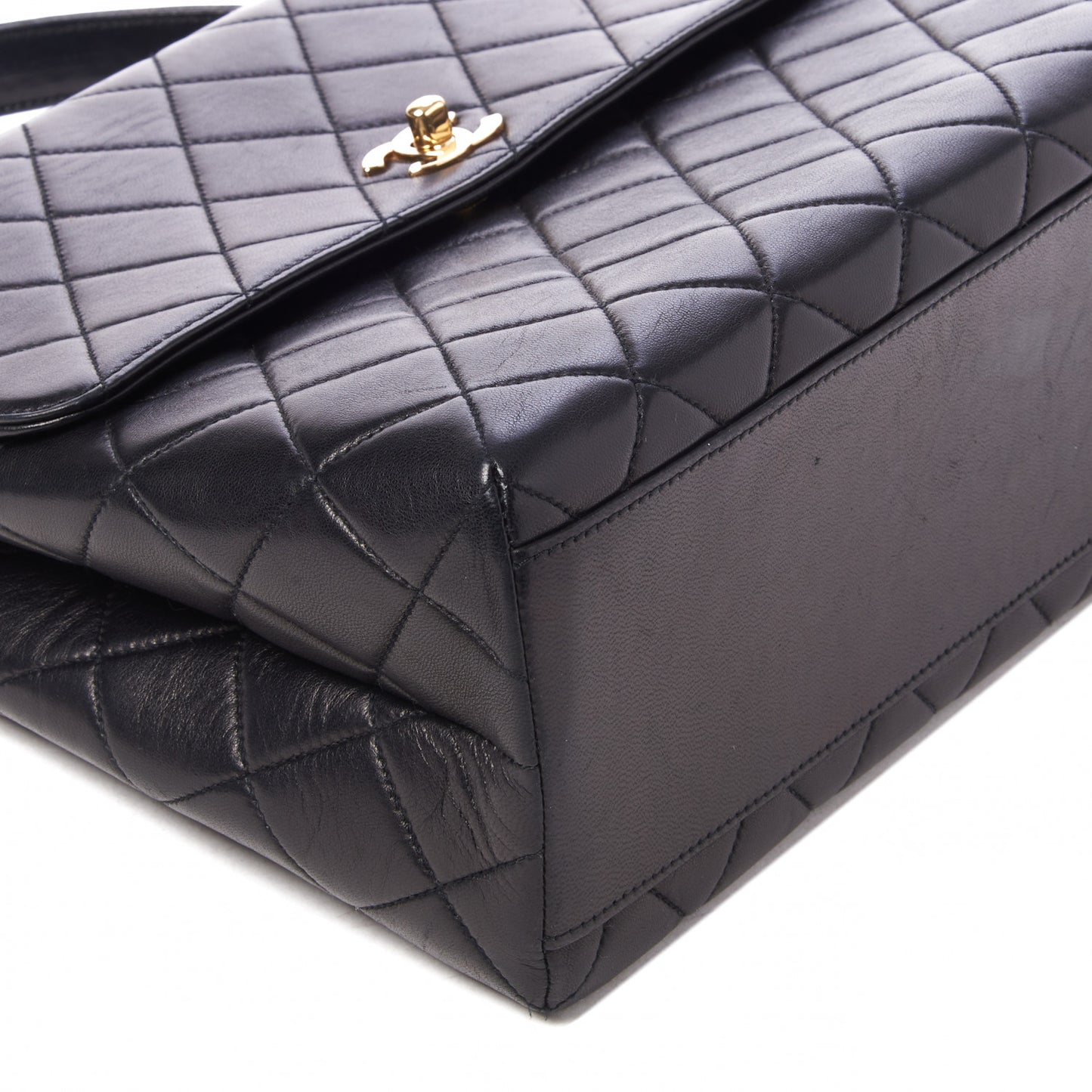 Lambskin Quilted Jumbo Kelly Flap Bag Black