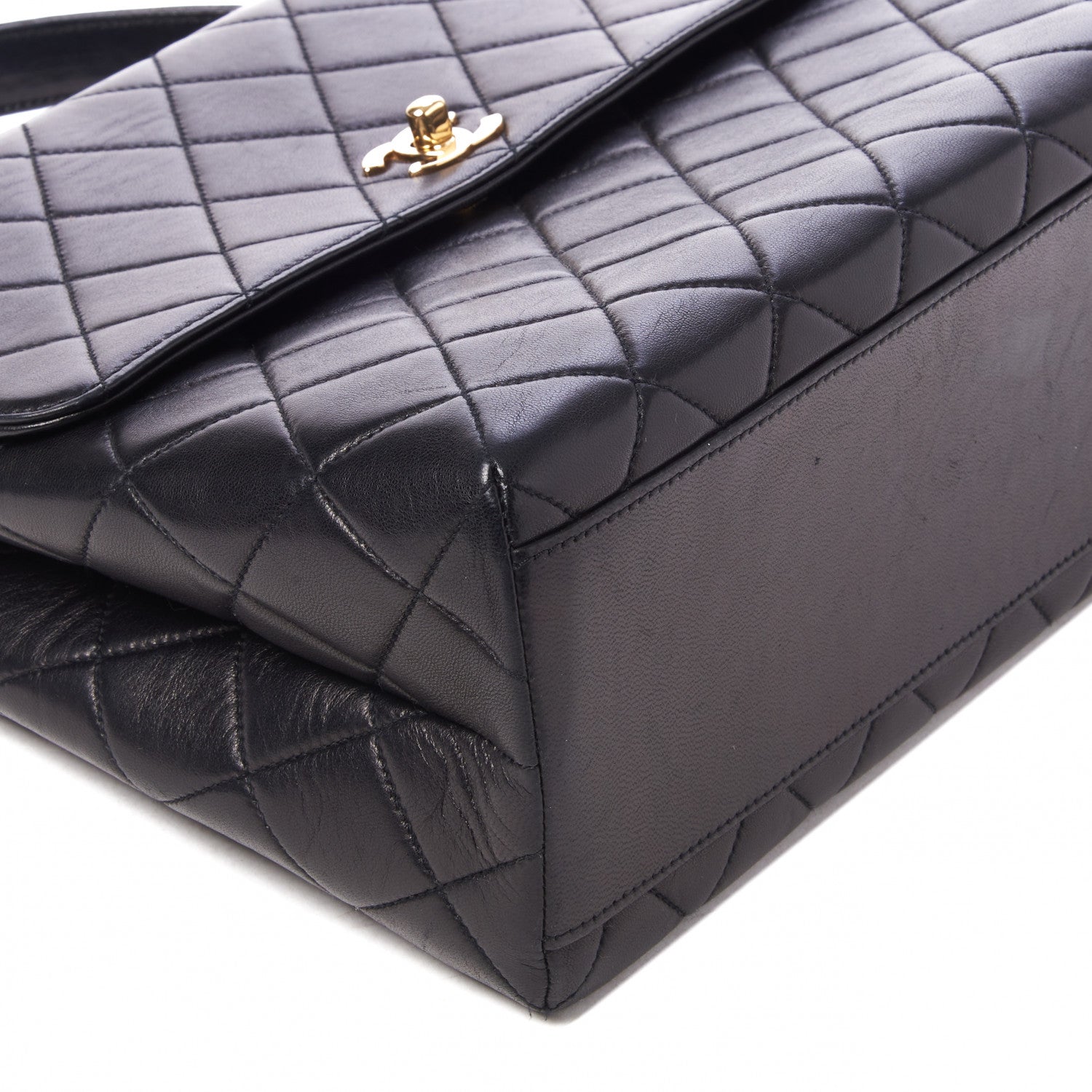 Chanel Lambskin Quilted Jumbo Kelly Flap Bag Black 5 of 9