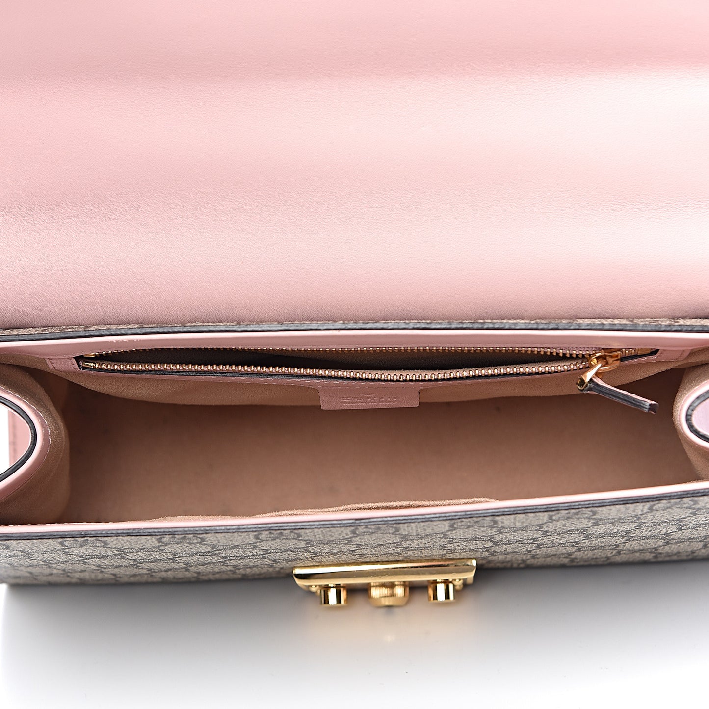 GG Supreme Monogram Calfskin Medium Padlock Shoulder Bag Beige Perfect Pink