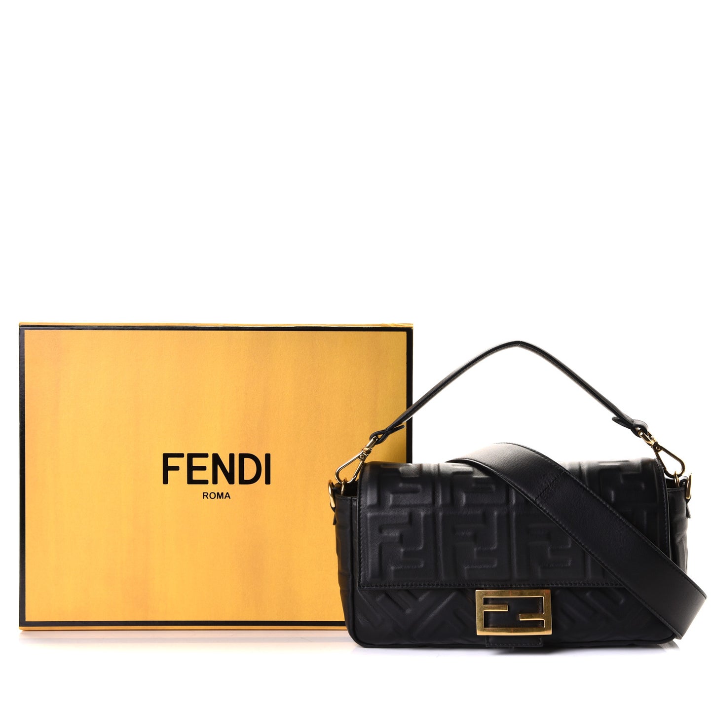 Nappa FF 1974 Embossed Baguette Black