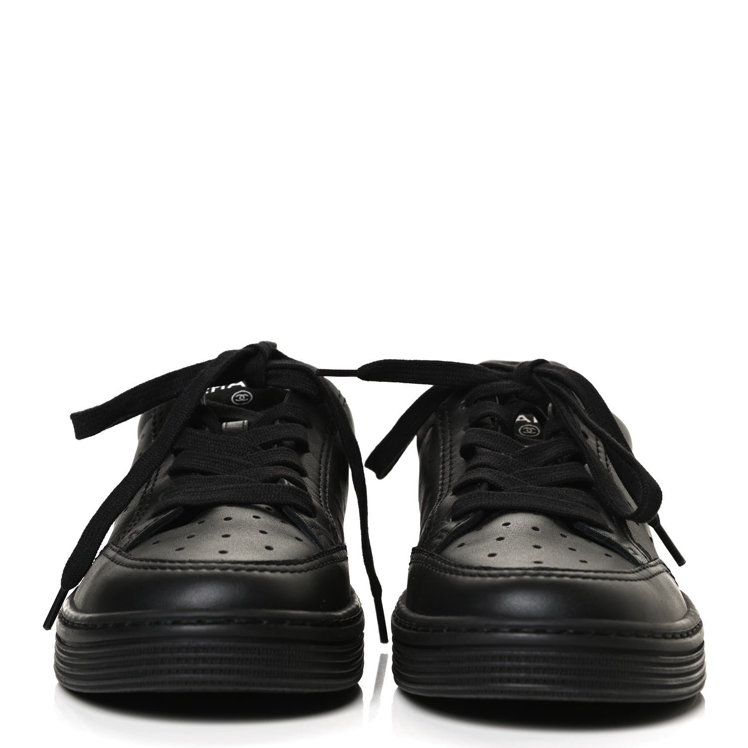 Chanel Calfskin Womens Logo Sneakers 35.5 Black 2 of 11
