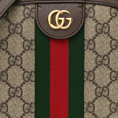 Gucci GG Supreme Monogram Textured Dollar Calfskin Web Small Ophidia Dome Shoulder Bag Beige Ebony New Acero 9 of 12