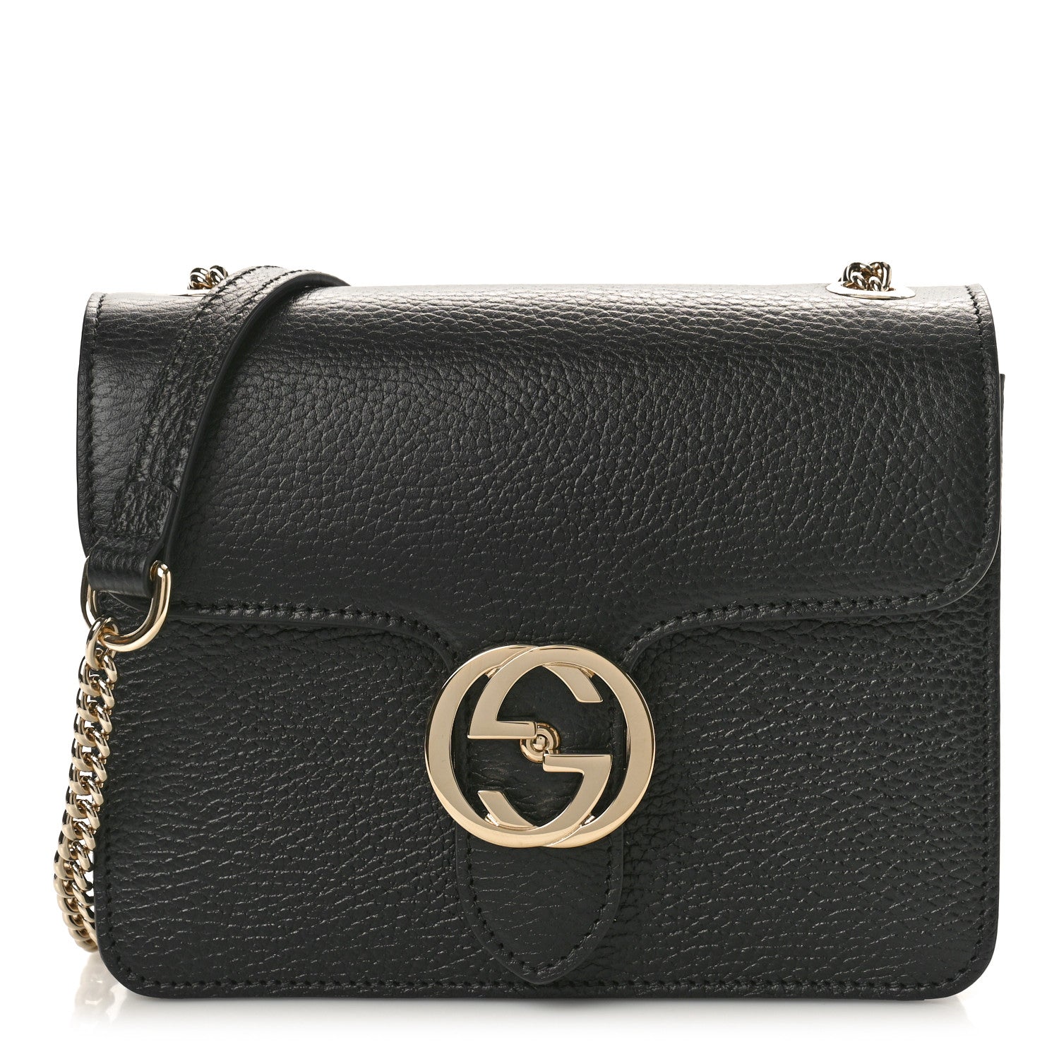 Gucci Dollar Calfskin Small Interlocking G Shoulder Bag Black 1 of 10