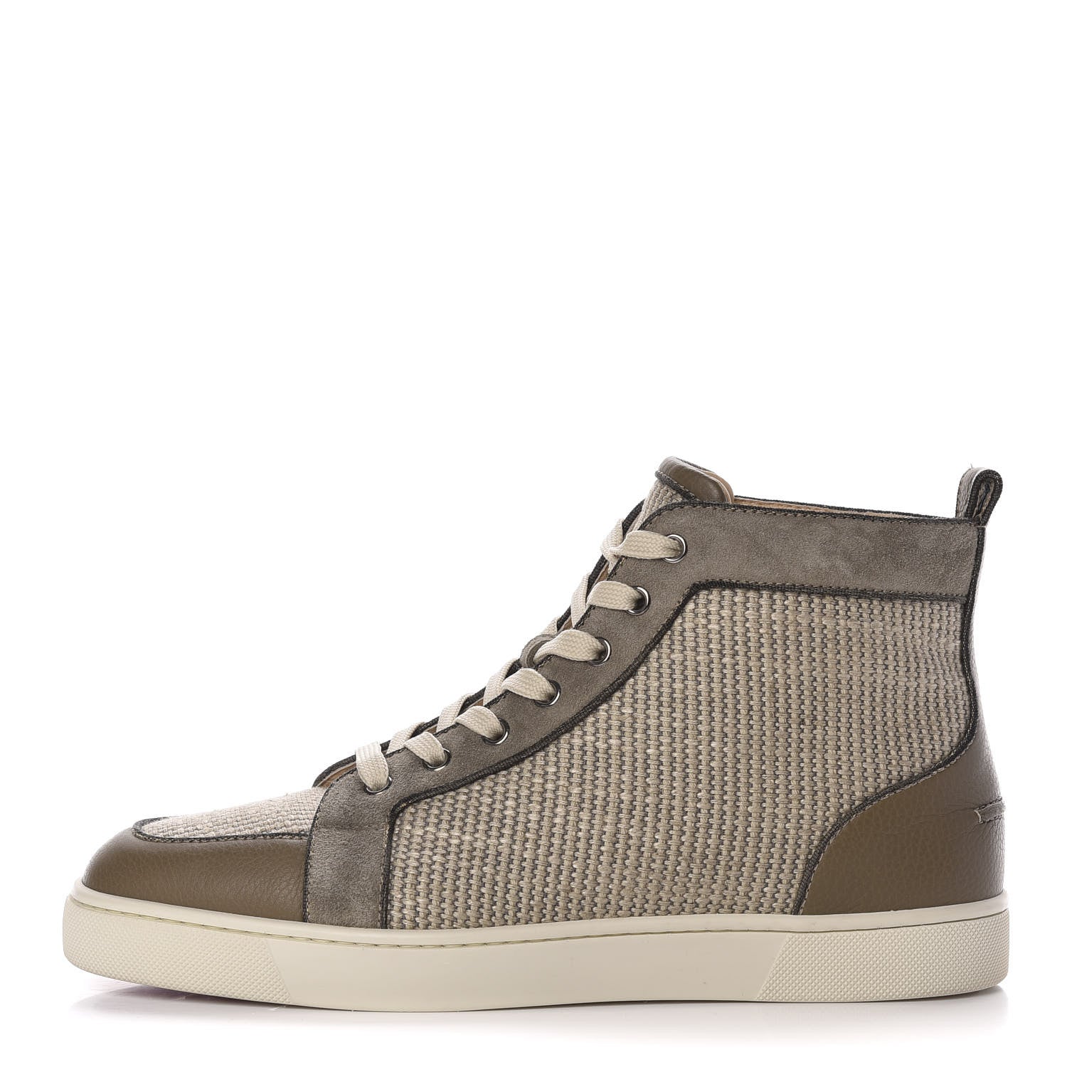 Christian Louboutin Cotton Rafia Calfskin Veau Velours Mens Rantus Flat Sneakers 41.5 Beige 1 of 7