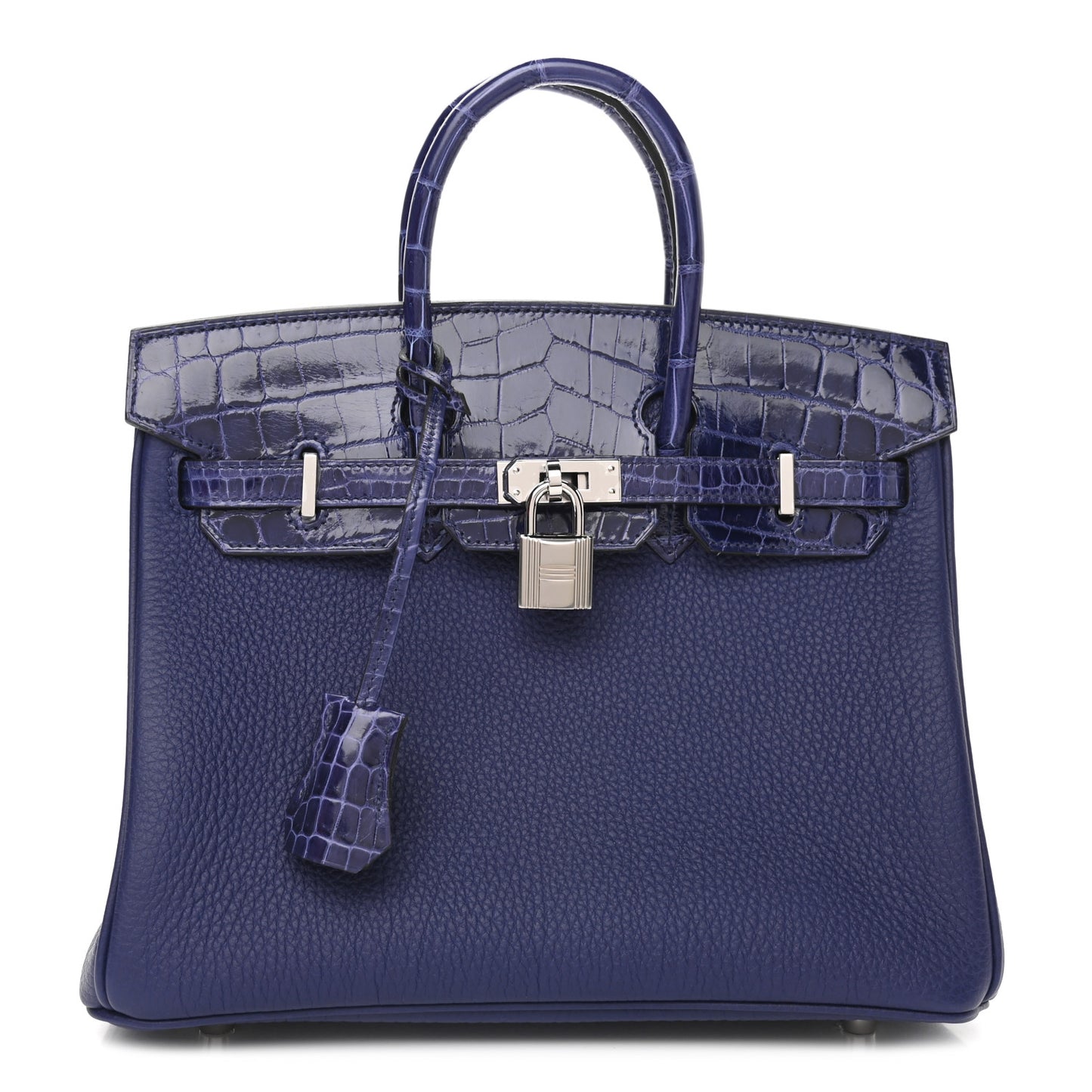 Togo Shiny Niloticus Crocodile Birkin Touch 25 Bleu Encre