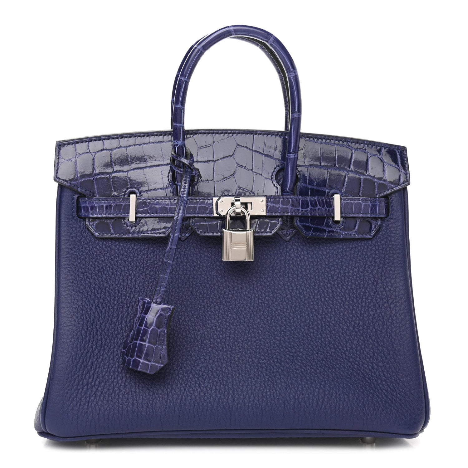 Hermes Togo Shiny Niloticus Crocodile Birkin Touch 25 Bleu Encre 1 of 10
