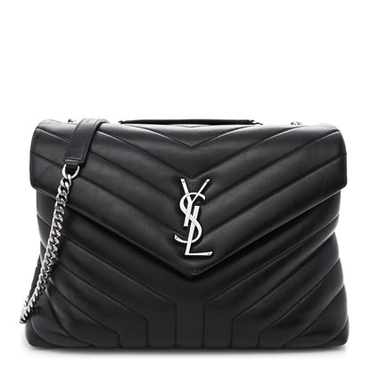 Saint Laurent Calfskin Y Quilted Monogram Medium Loulou Chain Satchel Black 1 of 10