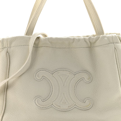 Celine Calfskin Cuir Small Triomphe Cabas Drawstring White 8 of 14