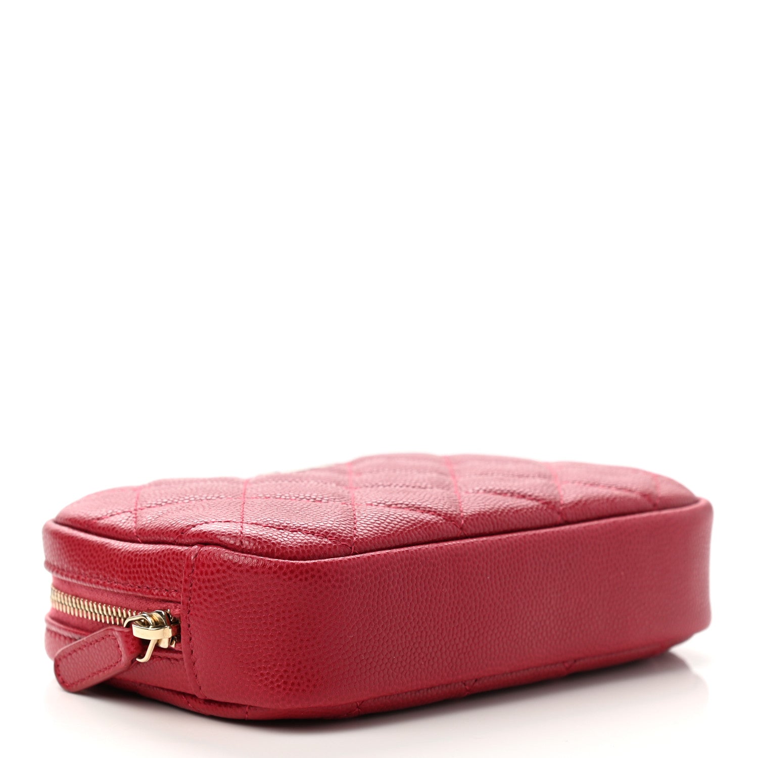 Chanel Caviar Quilted Small Curvy Pouch Cosmetic Case Dark Pink 4 of 8