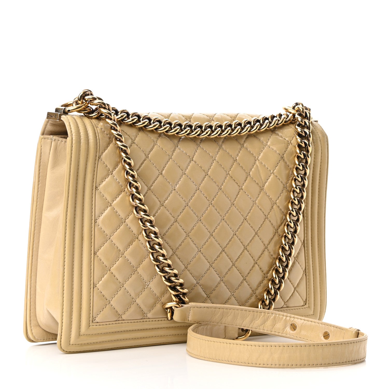 Chanel Glazed Calfskin Quilted Large Boy Flap Beige 4 of 15