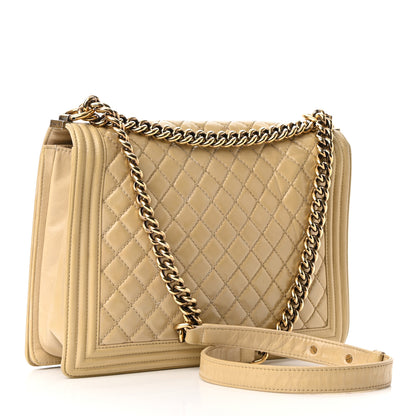 Chanel Glazed Calfskin Quilted Large Boy Flap Beige 4 of 15