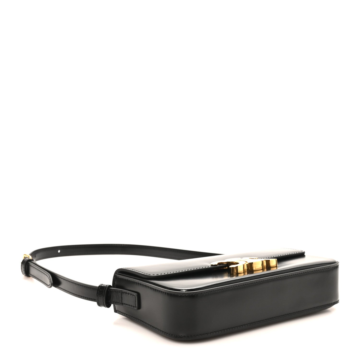 Celine Shiny Calfskin Triomphe Shoulder Bag Black 4 of 9