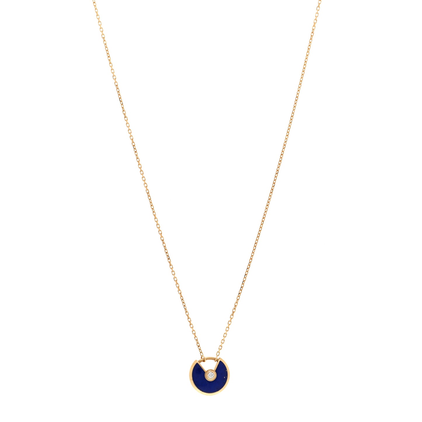 18K Yellow Gold Diamond Lapis Lazuli XS Amulette de Cartier Pendant Necklace
