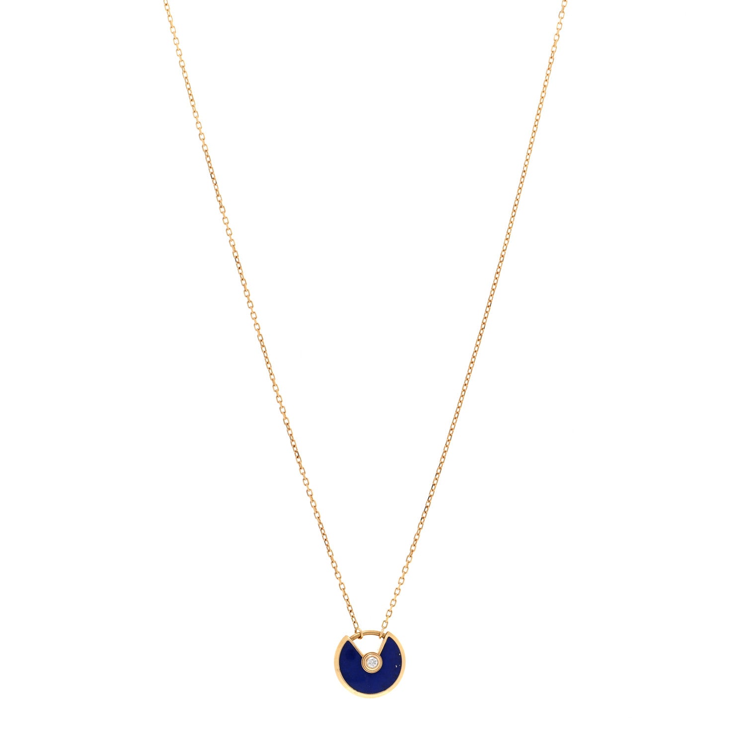 Cartier 18K Yellow Gold Diamond Lapis Lazuli XS Amulette de Cartier Pendant Necklace 1 of 4