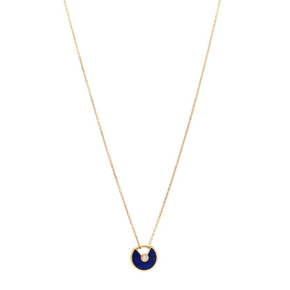 Cartier 18K Yellow Gold Diamond Lapis Lazuli XS Amulette de Cartier Pendant Necklace 1 of 4