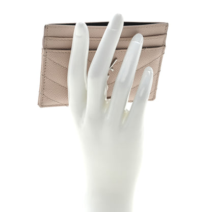 Saint Laurent Grain De Poudre Matelasse Chevron Monogram Credit Card Case Pale Pink 2 of 7