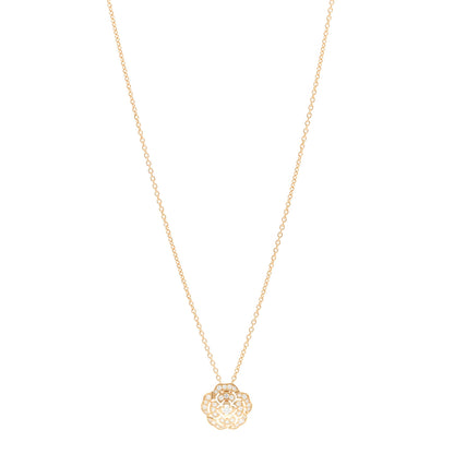 Chanel 18K Yellow Gold Diamond Bouton de Camelia Pendant Necklace 1 of 7