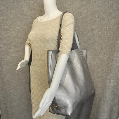 Prada Vitello Daino Tote Silver 7 of 12