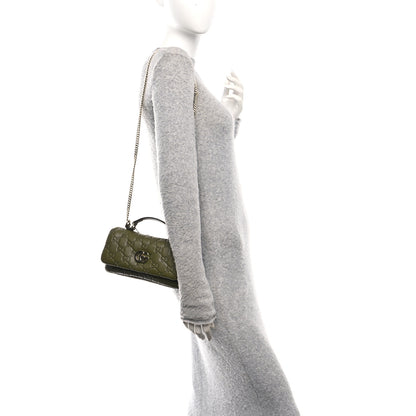 Gucci Lambskin Embossed Mini GG Milano Top Handle Shoulder Bag Green 2 of 10