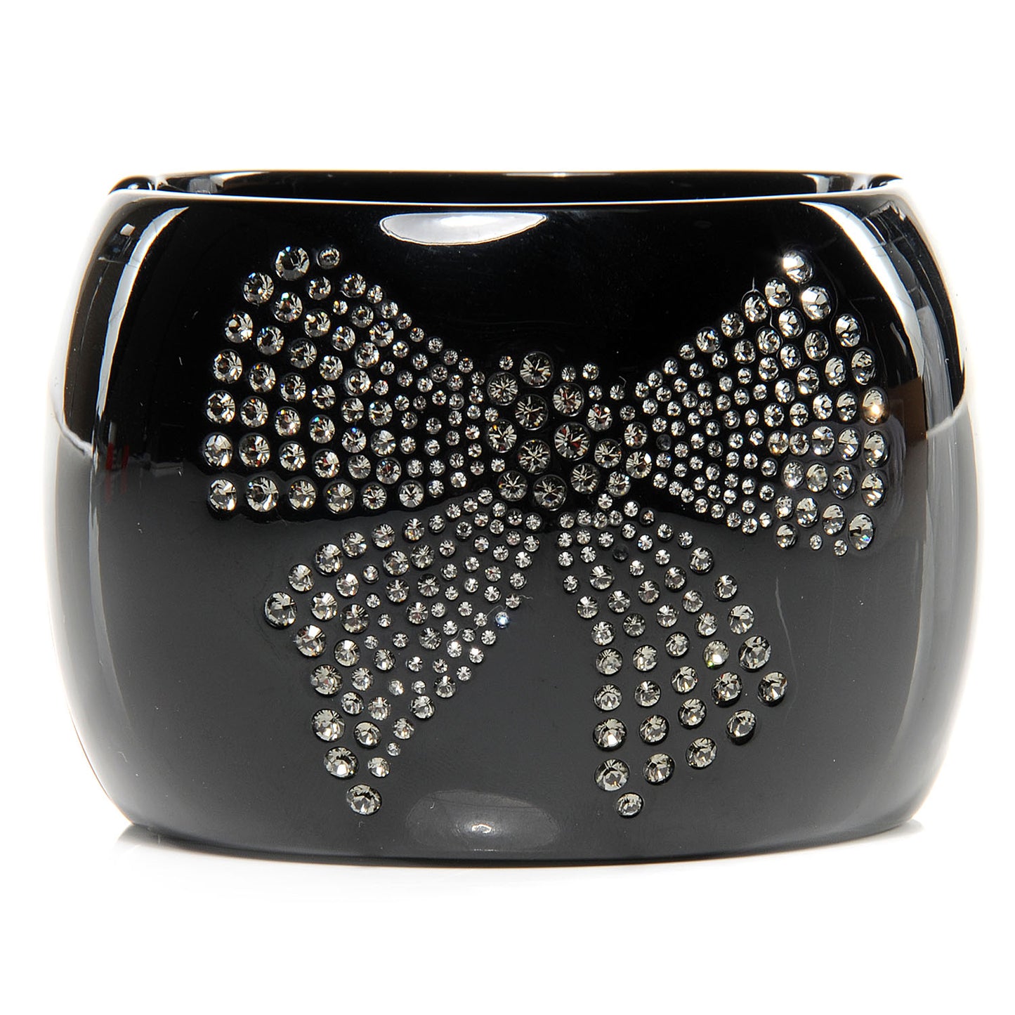 Resin Crystal CC Bow Wide Cuff Black