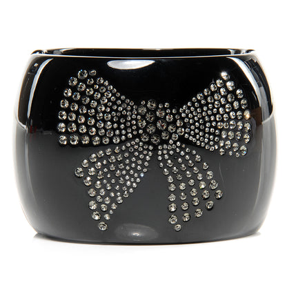 Chanel Resin Crystal CC Bow Wide Cuff Black 1 of 6