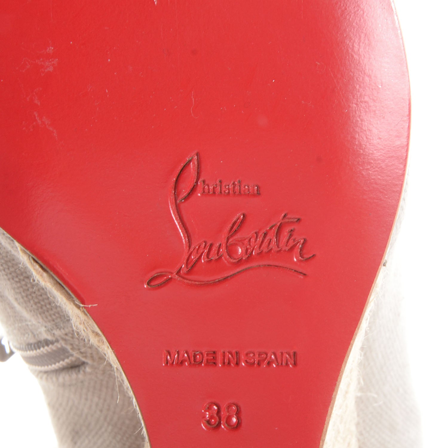 Christian Louboutin Canvas Corazon 100 Wedges 38 Natural 6 of 7