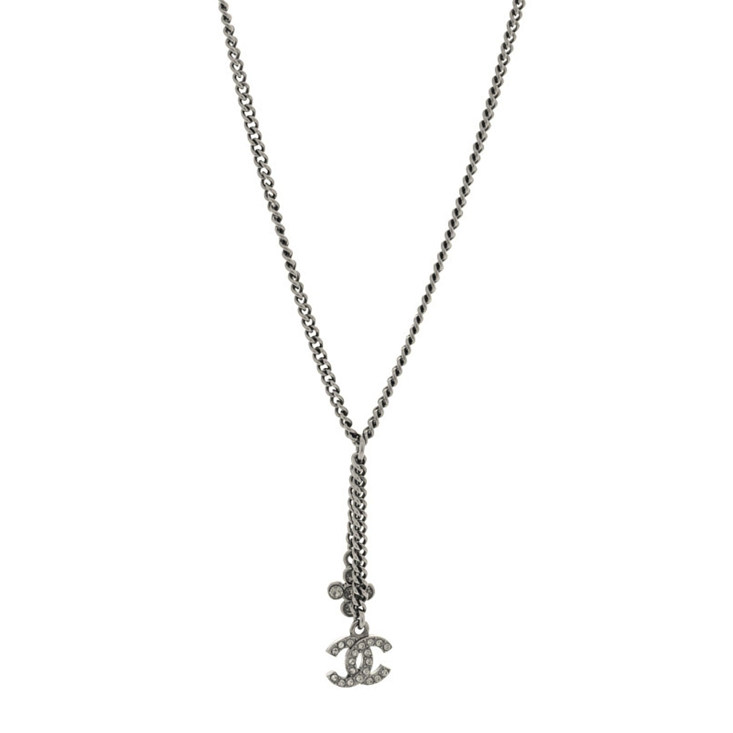 Ruthenium Crystal Flower CC Lariat Necklace