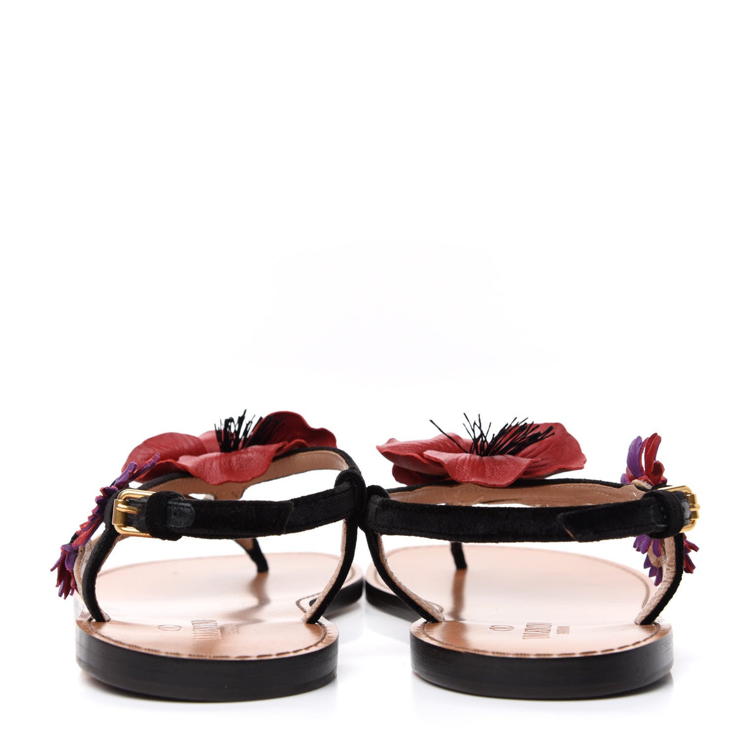 Valentino Garavani Suede Calfskin Slingback Flat Thong Sandals 36 Black 7 of 10