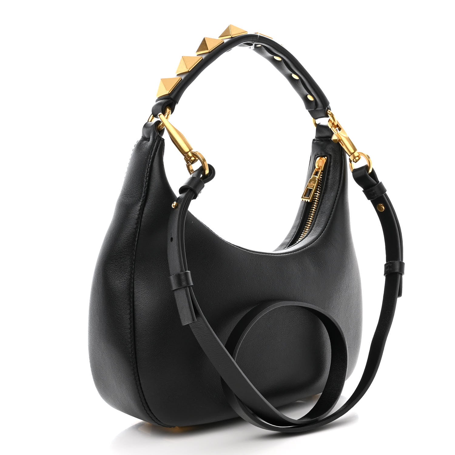 Valentino Garavani Calfskin Stud Sign Zip Hobo Black 3 of 9
