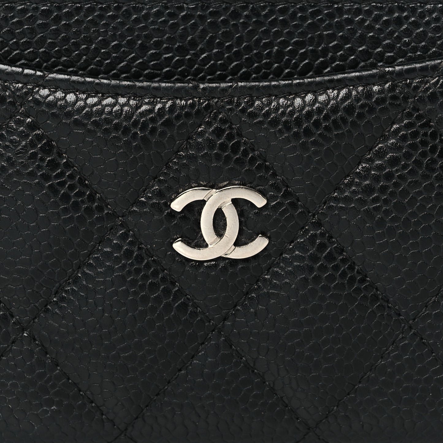 Caviar Quilted Card Holder Black