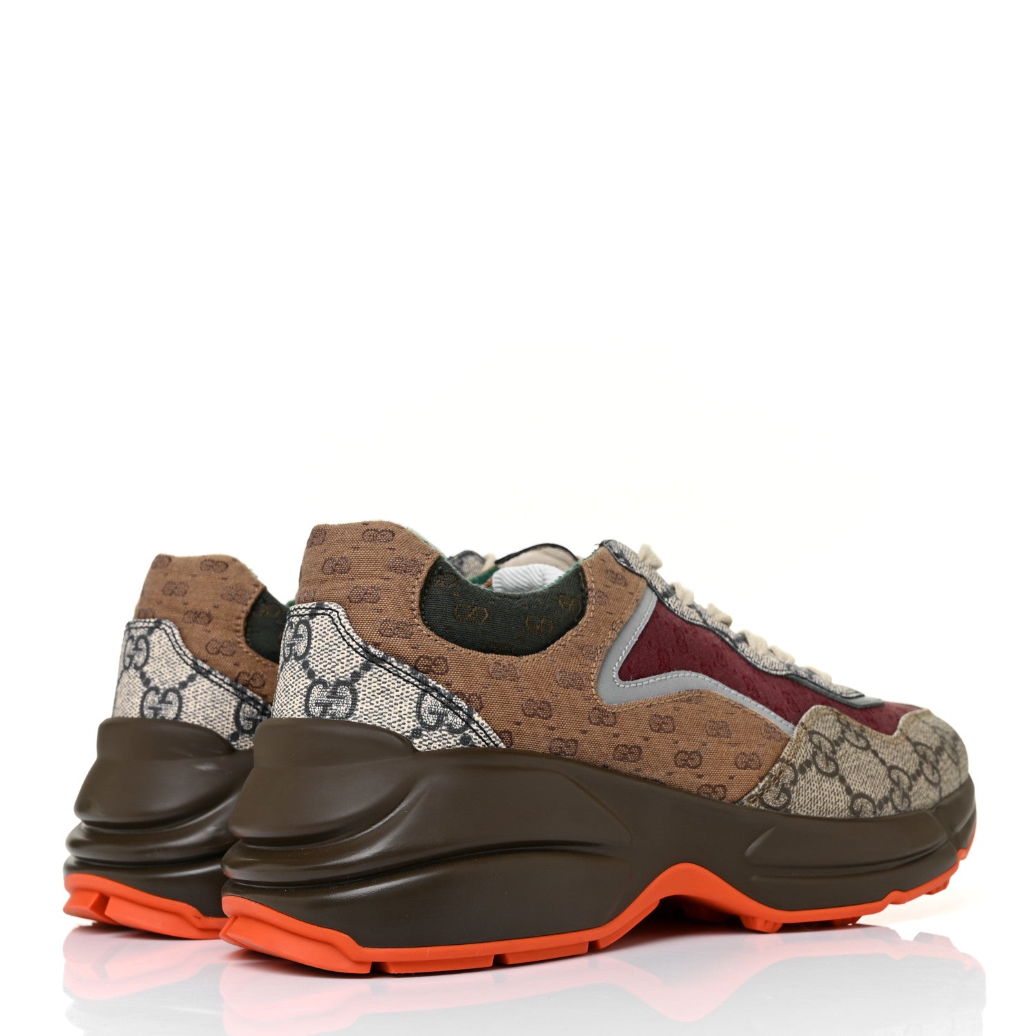 Gucci GG Supreme Monogram Mix Monogram Womens Rhyton Sneakers 37.5 Bordeaux Beige Ebony 4 of 8