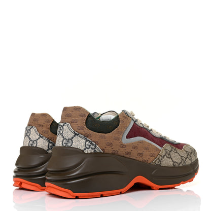 Gucci GG Supreme Monogram Mix Monogram Womens Rhyton Sneakers 37.5 Bordeaux Beige Ebony 4 of 8