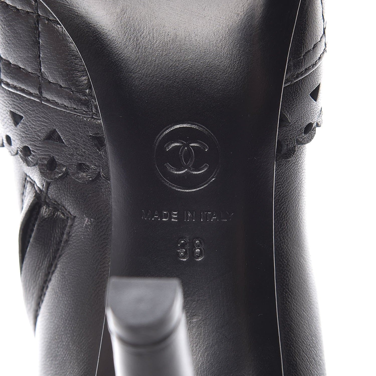 Chanel Lambskin Quilted Perforated Lace Short Booties 38 Black 8 of 10