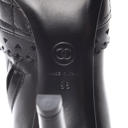 Chanel Lambskin Quilted Perforated Lace Short Booties 38 Black 8 of 10