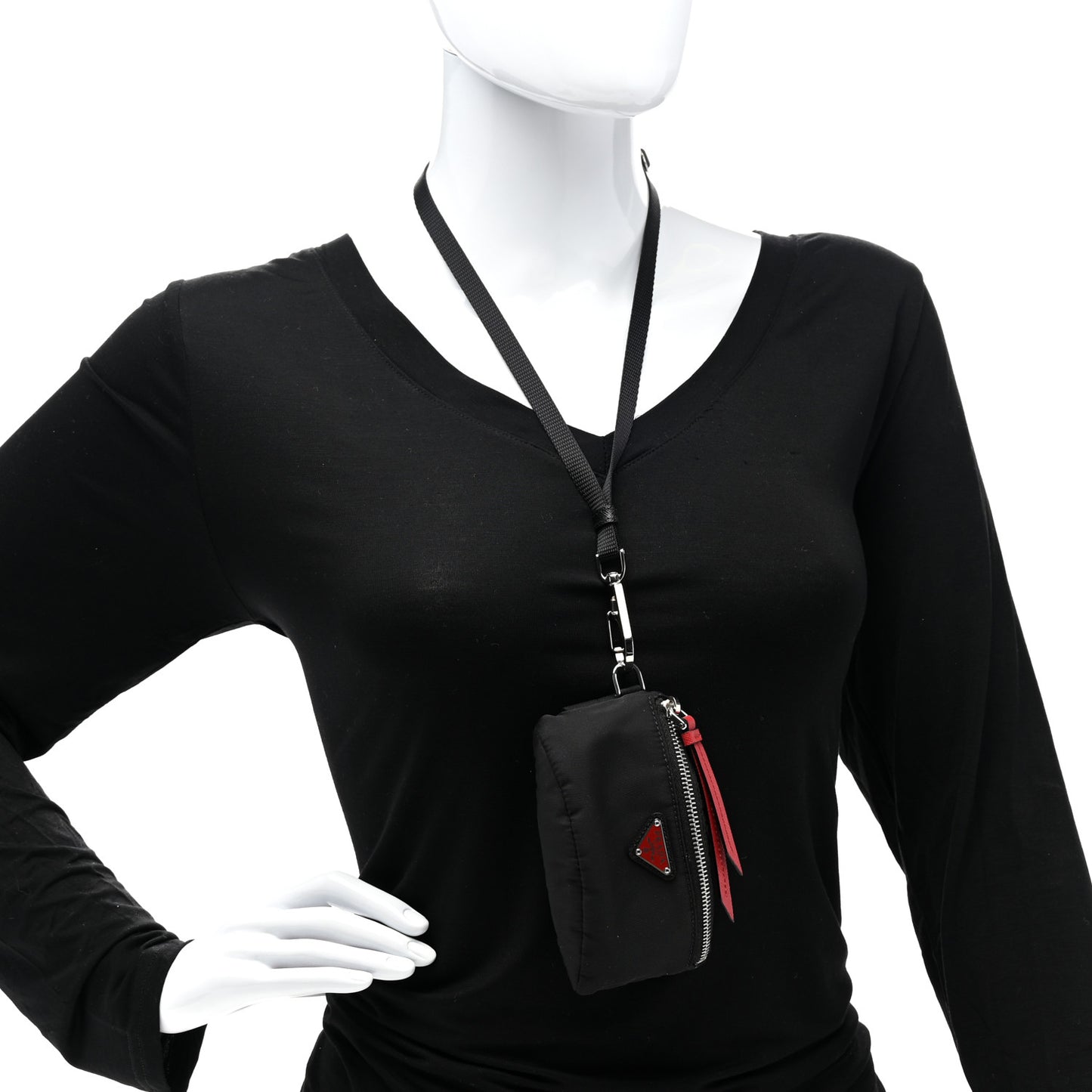 Tessuto Nylon Pouch Black Fiery Red
