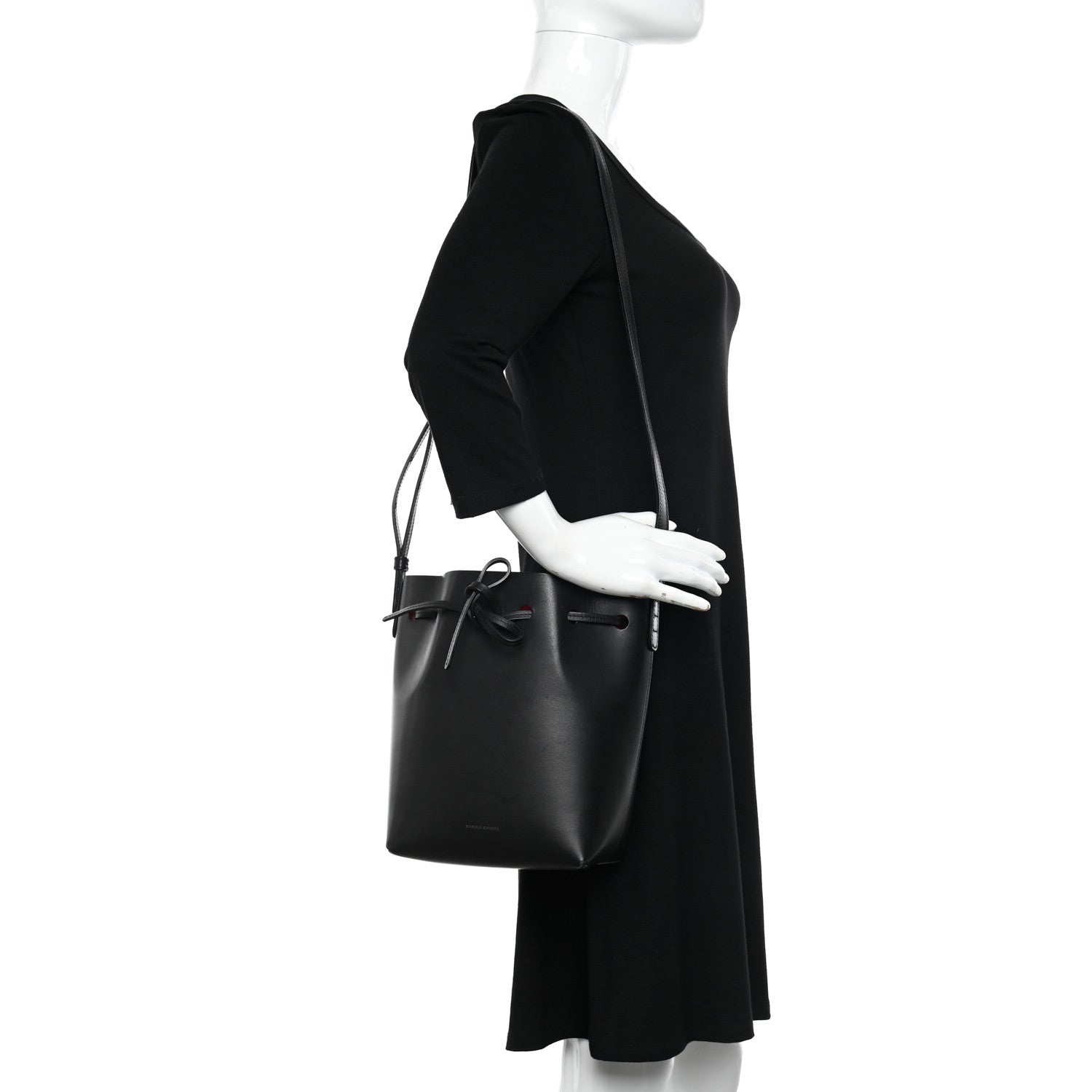 Mansur Gavriel Vegetable Tanned Calfskin Mini Bucket Bag Black Flamma 2 of 12