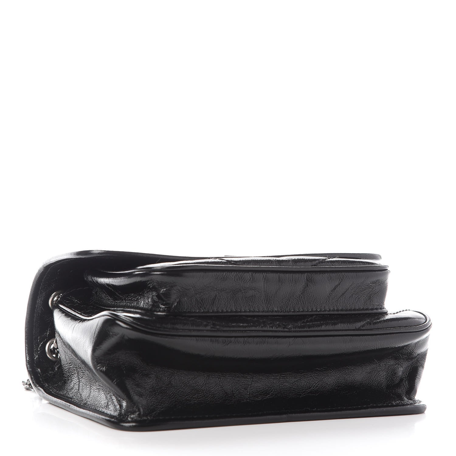Saint Laurent Crinkled Calfskin Matelasse Monogram Baby Niki Chain Satchel Black 4 of 8