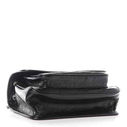 Saint Laurent Crinkled Calfskin Matelasse Monogram Baby Niki Chain Satchel Black 4 of 8
