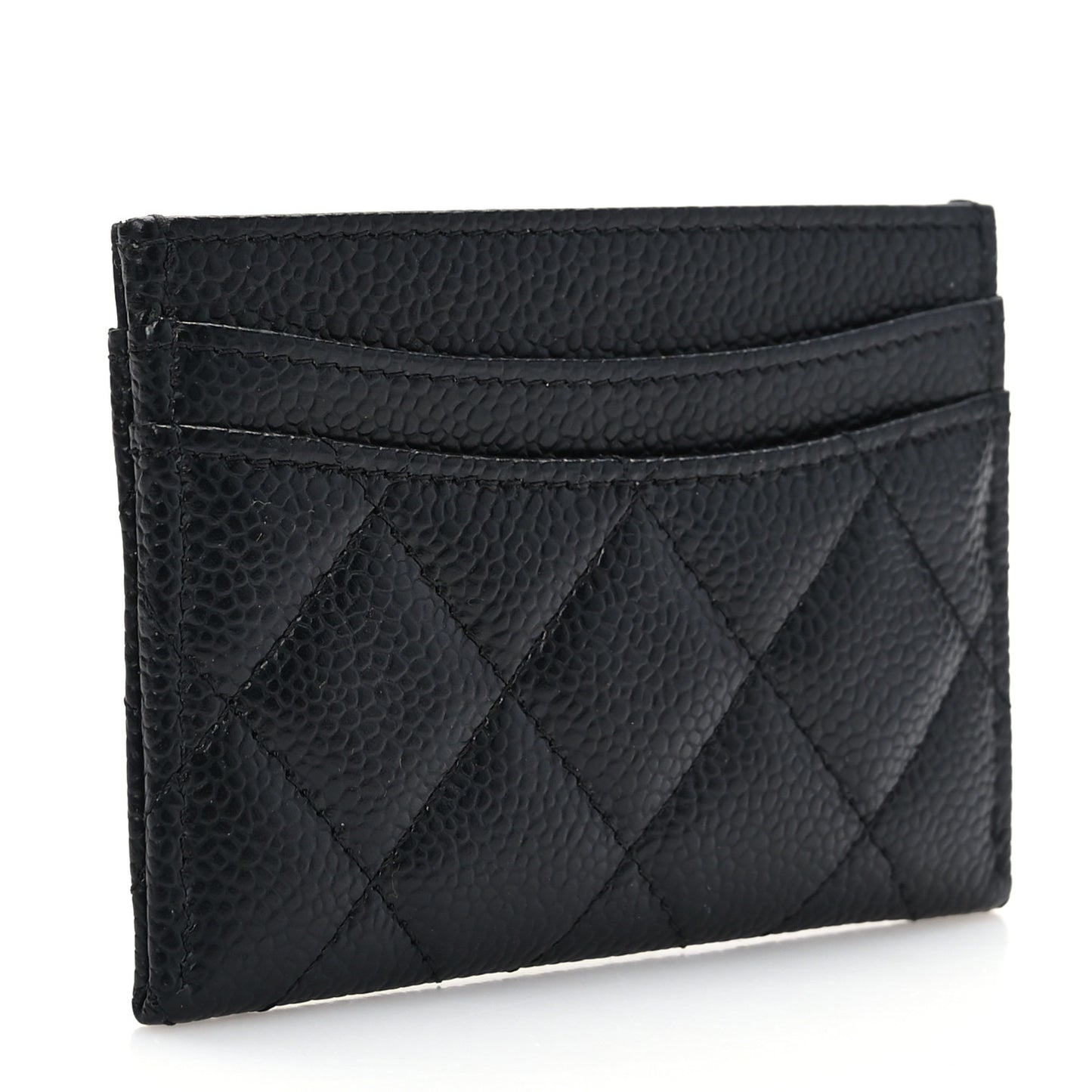 Caviar Quilted Card Holder Black